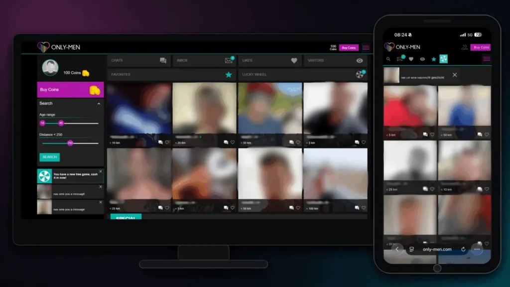 login to OnlyMen from desktop and mobile