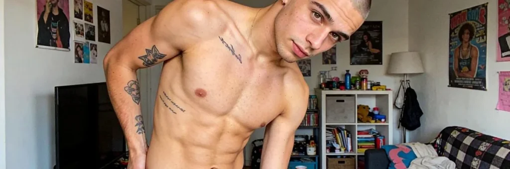 naked bold man with tattoos on dirty gay sex chat